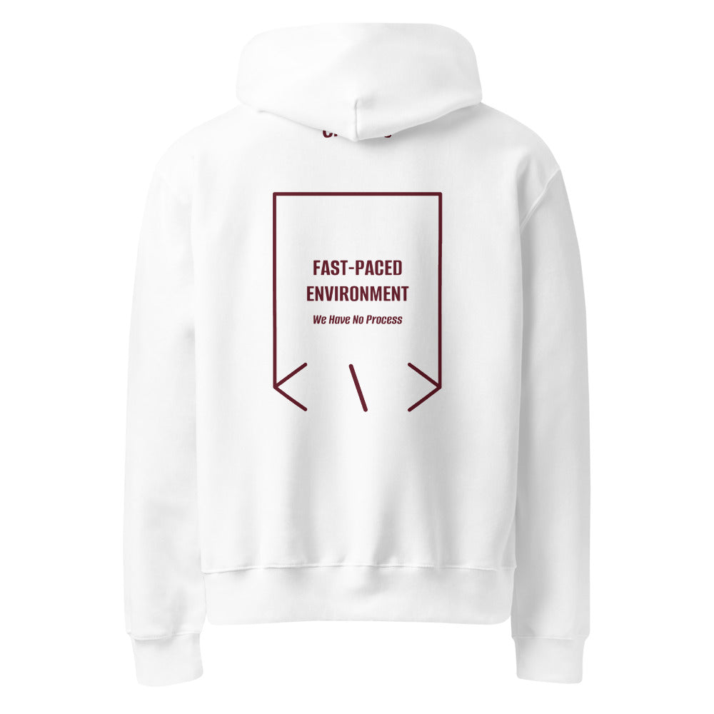 Fast-Paced Environment — White Maroon back mockup