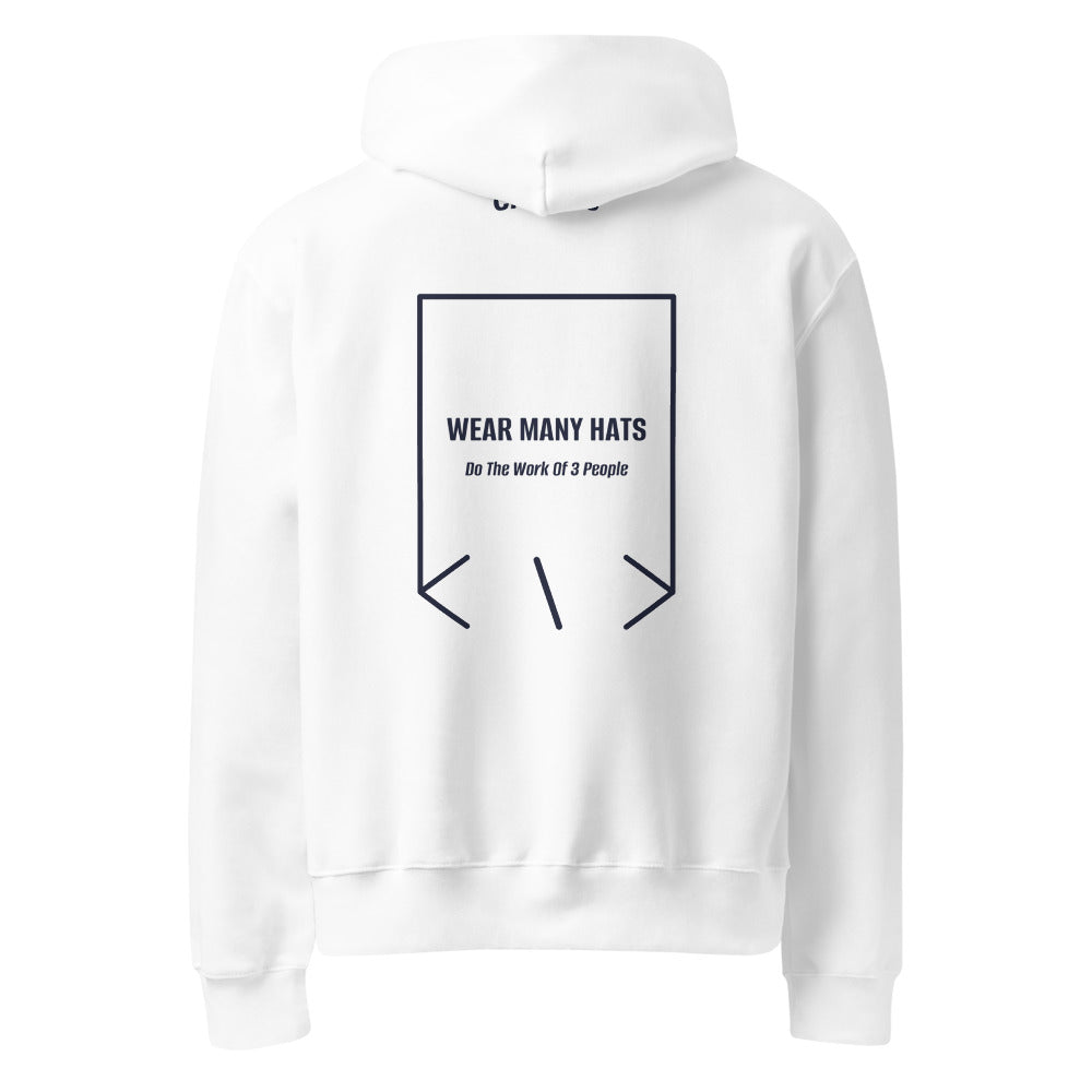 Wear Many Hats — White Navy back mockup