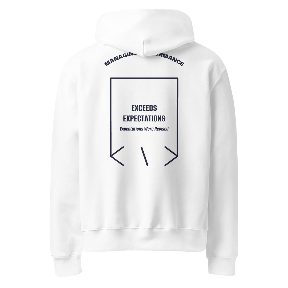 Exceeds Expectations — White Navy back mockup