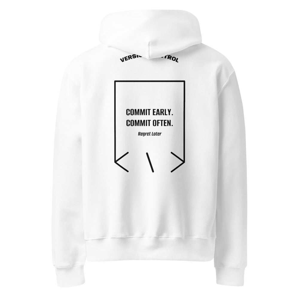 Commit Early. Commit Often. — secondary back mockup