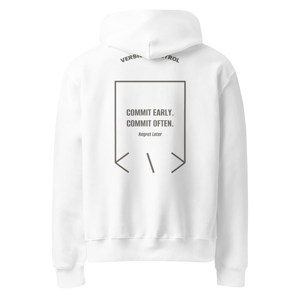Commit Early. Commit Often. — White Asphalt back mockup