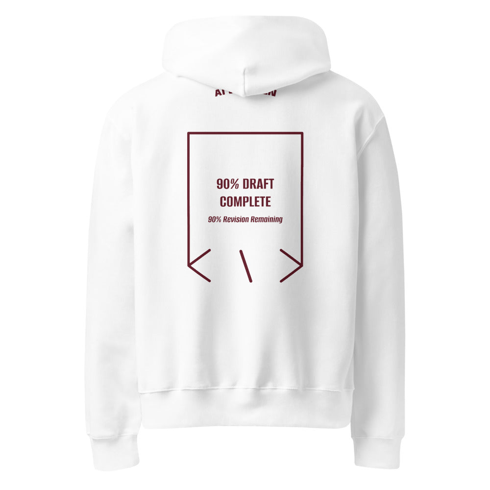 90% Draft Complete — White Maroon back mockup