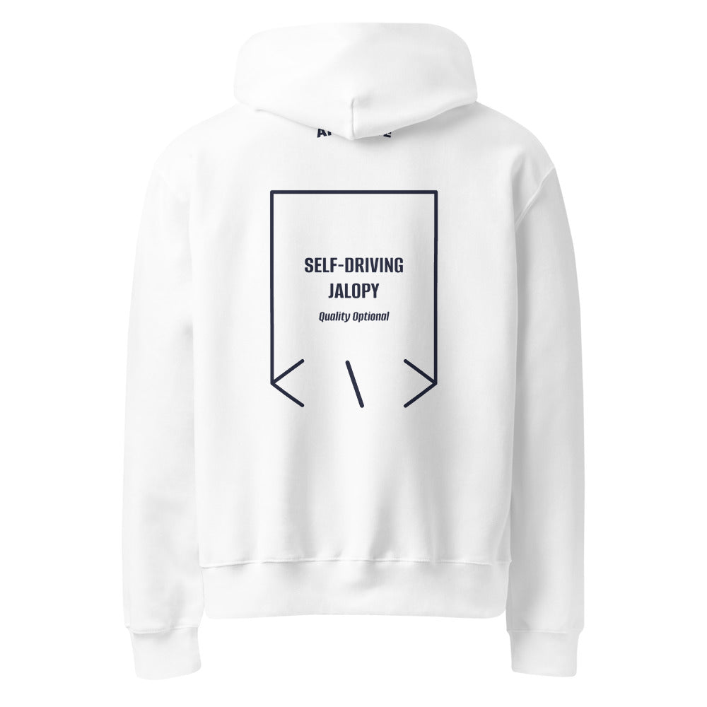 Self-Driving Jalopy — White Navy back mockup