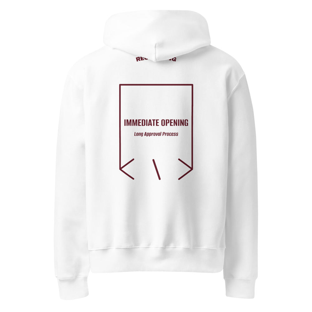 Immediate Opening — White Maroon back mockup