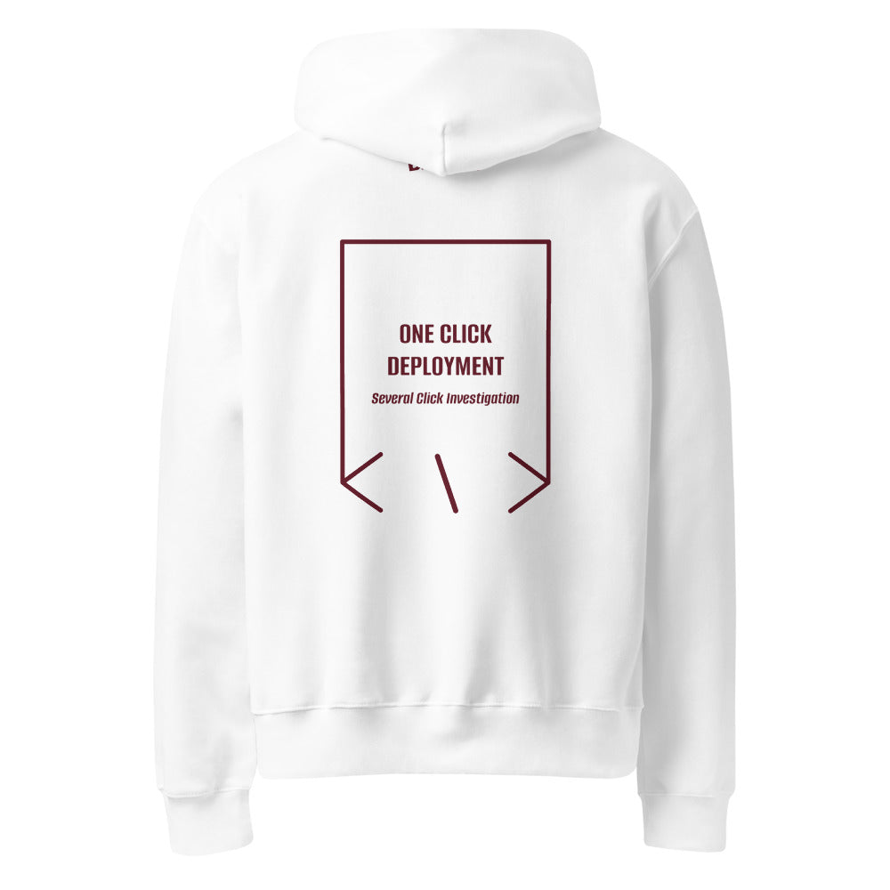 One Click Deployment — White Maroon back mockup