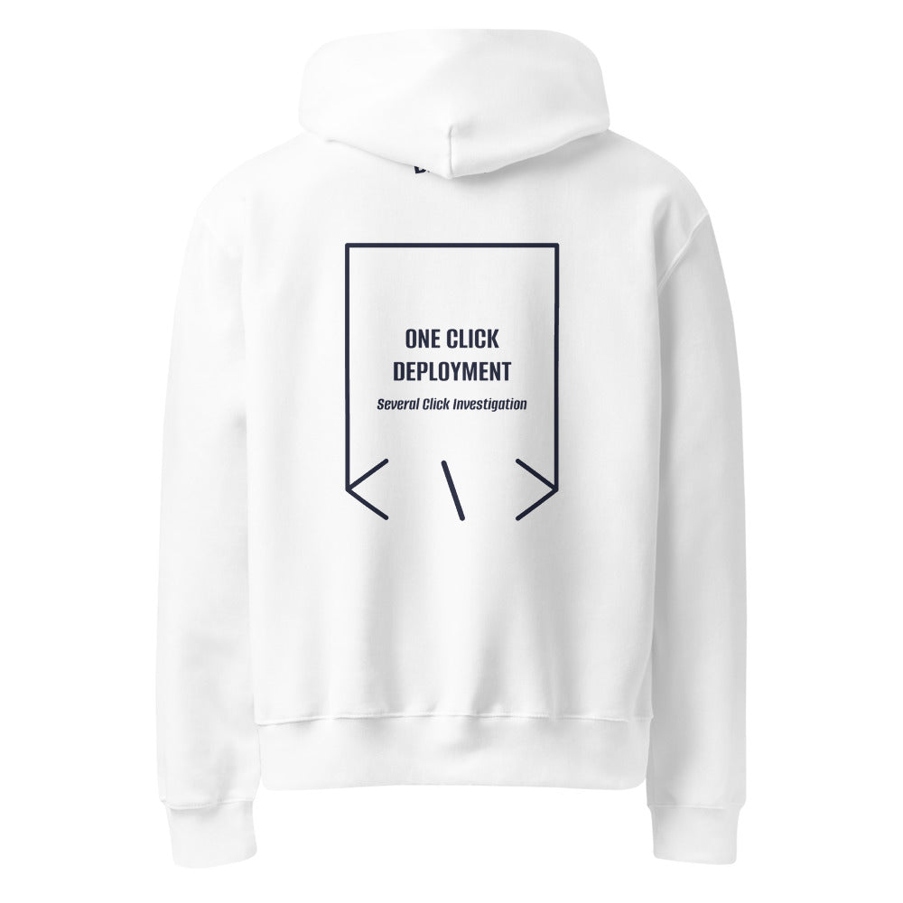 One Click Deployment — White Navy back mockup