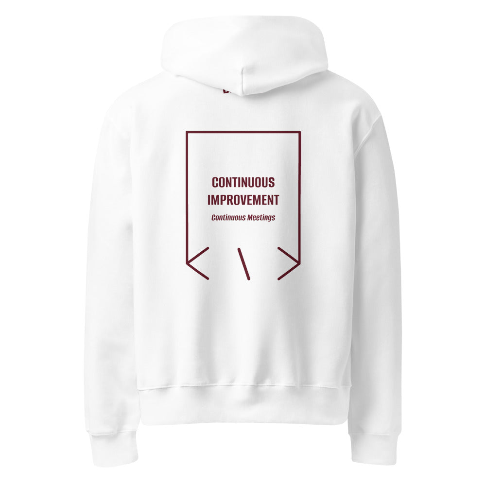 Continuous Improvement — White Maroon back mockup