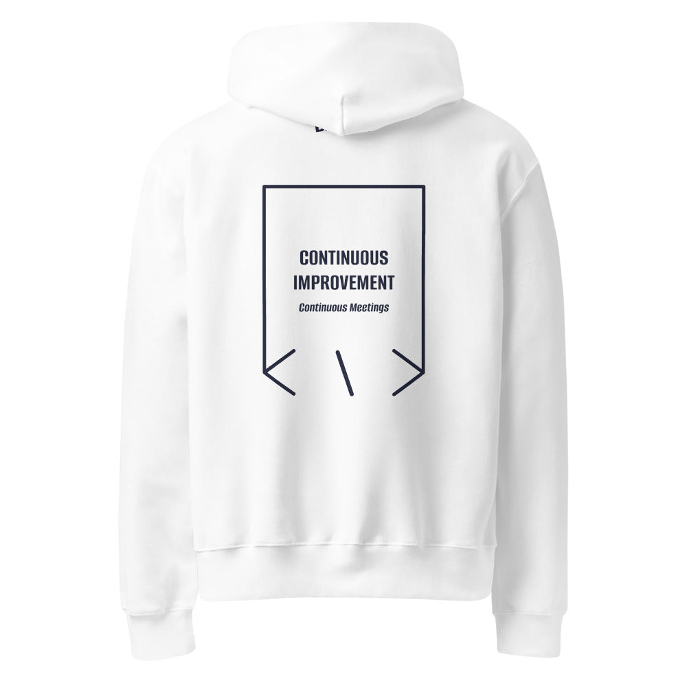 Continuous Improvement — White Navy back mockup