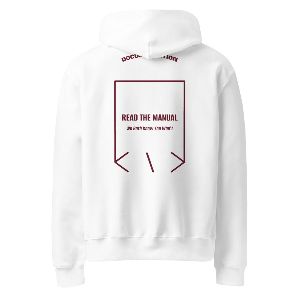 Read The Manual — White Maroon back mockup