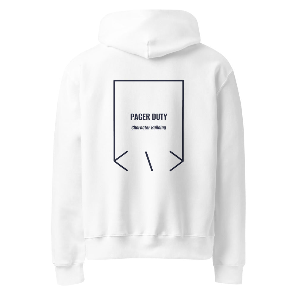 Pager Duty — White Navy back mockup