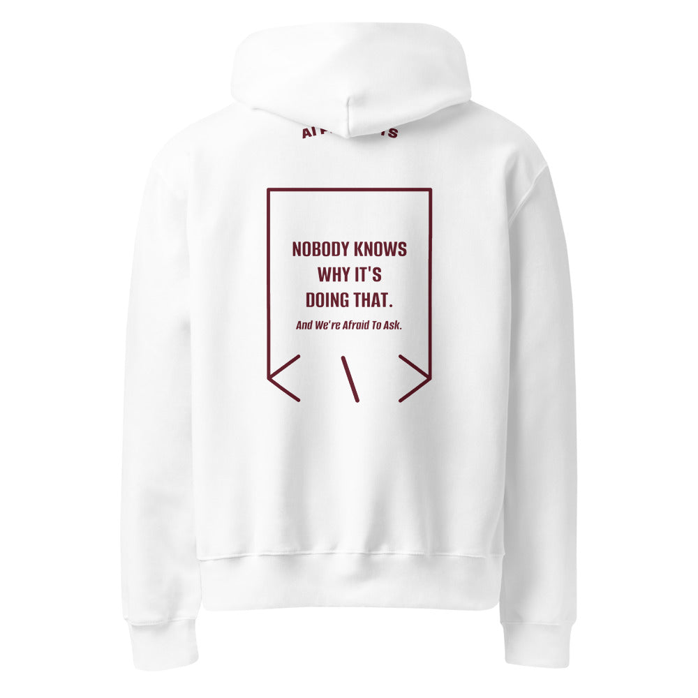 Nobody Knows Why It's Doing That. — White Maroon back mockup