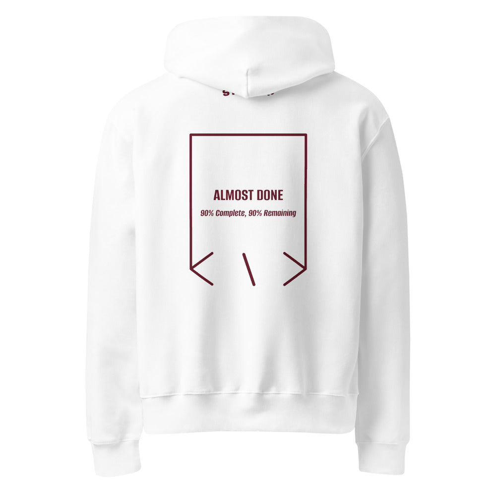 Almost Done — White Maroon back mockup