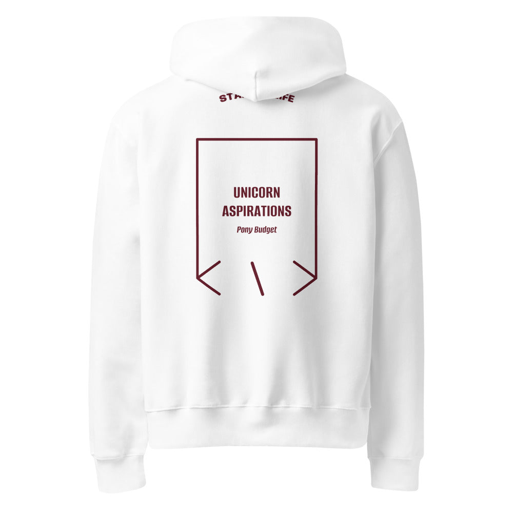 Unicorn Aspirations — White Maroon back mockup