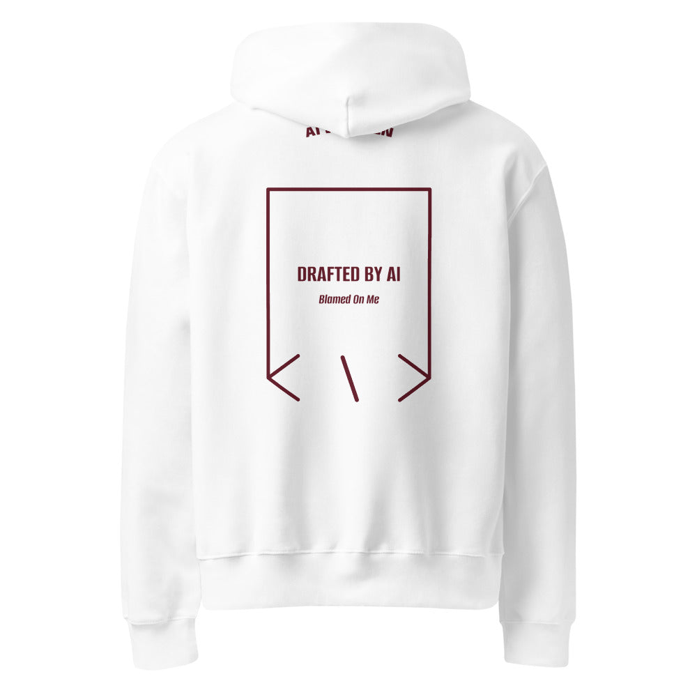 Drafted By AI — White Maroon back mockup