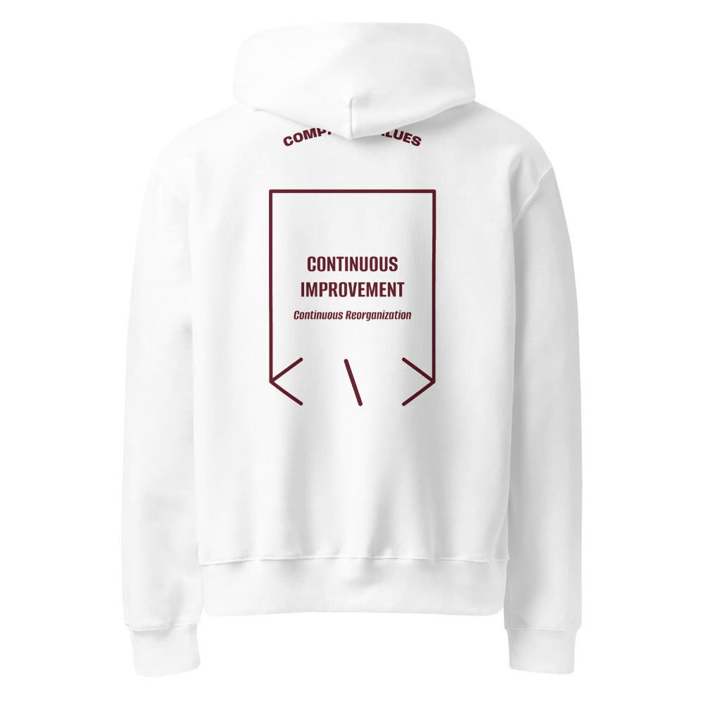 Continuous Improvement — White Maroon back mockup