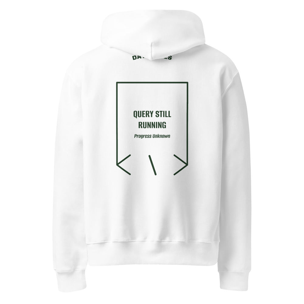 Query Still Running — White Forest back mockup