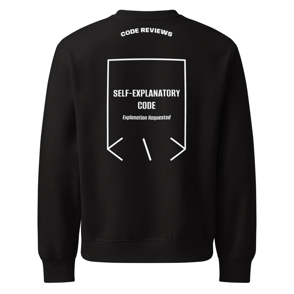 Self-Explanatory Code — secondary back mockup