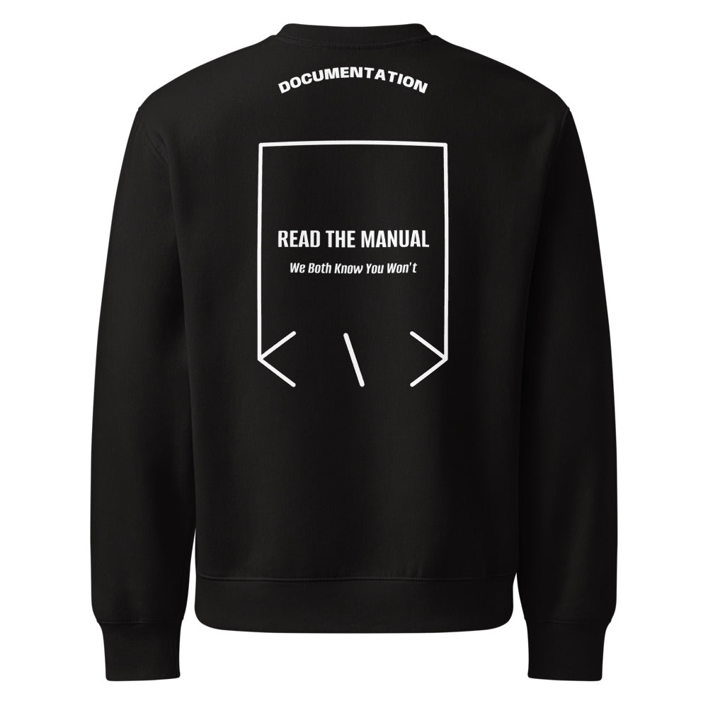 Read The Manual — Black White back mockup