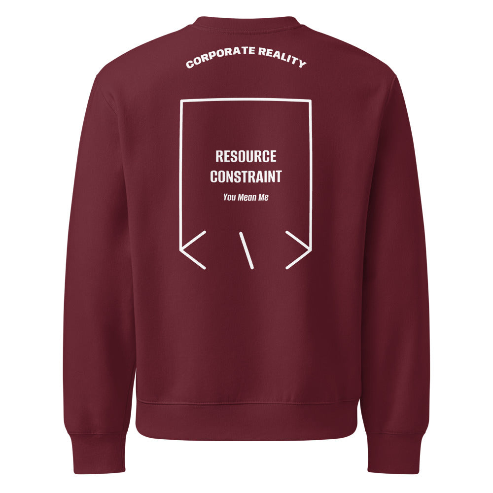 Resource Constraint — Maroon White back mockup