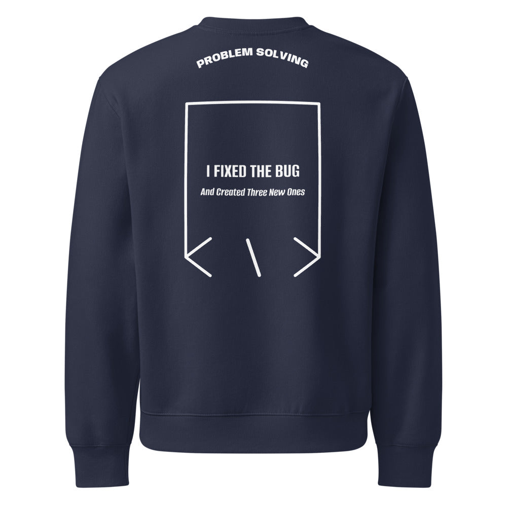 I Fixed The Bug — Navy White back mockup
