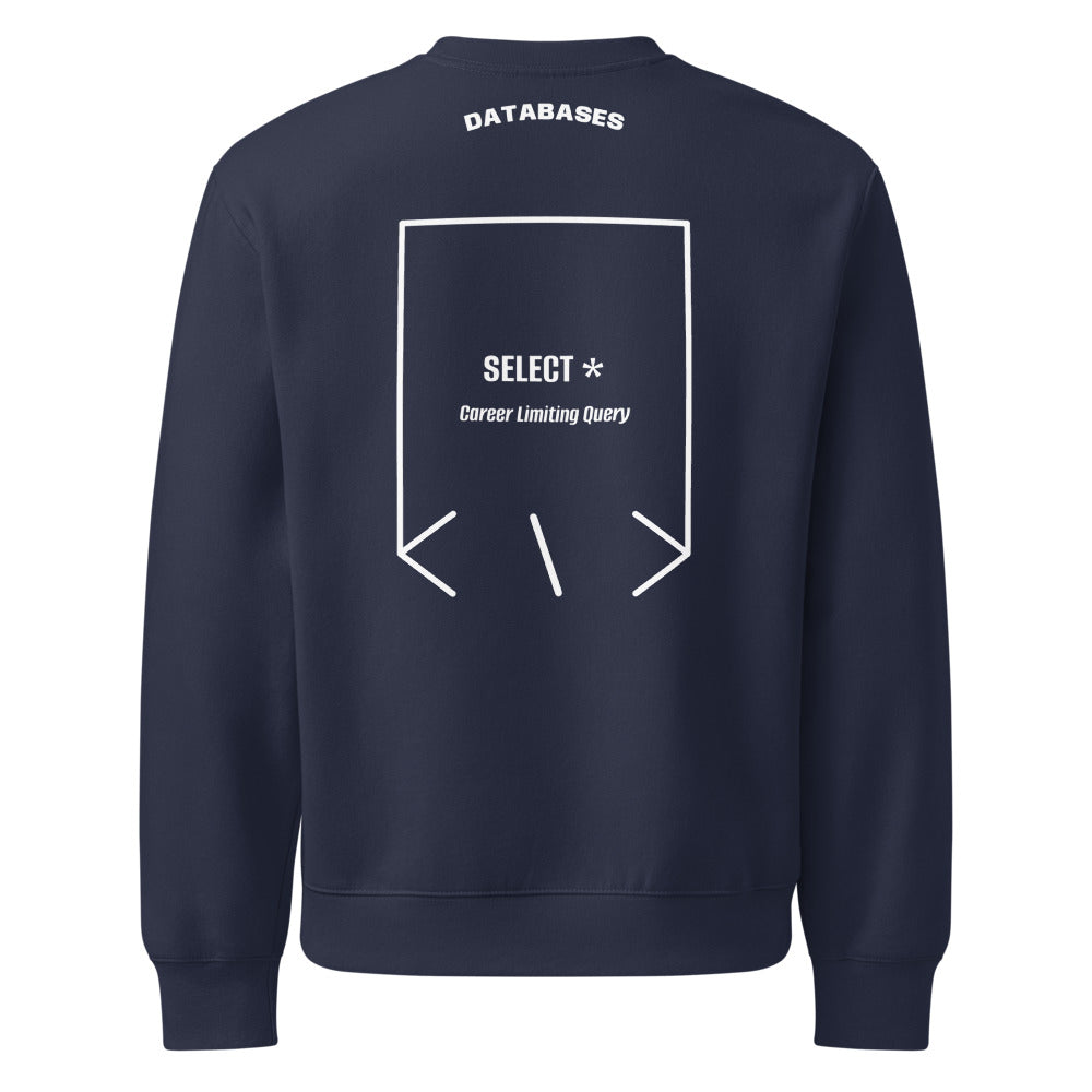 SELECT * — Navy White back mockup