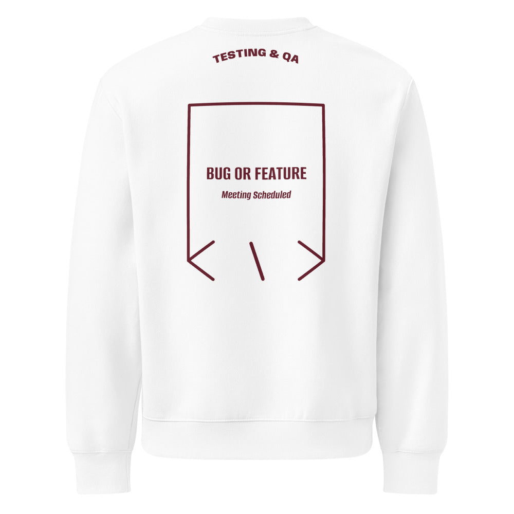 Bug Or Feature — White Maroon back mockup