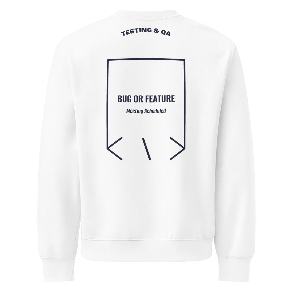 Bug Or Feature — White Navy back mockup