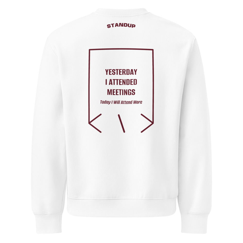 Yesterday I Attended Meetings — White Maroon back mockup