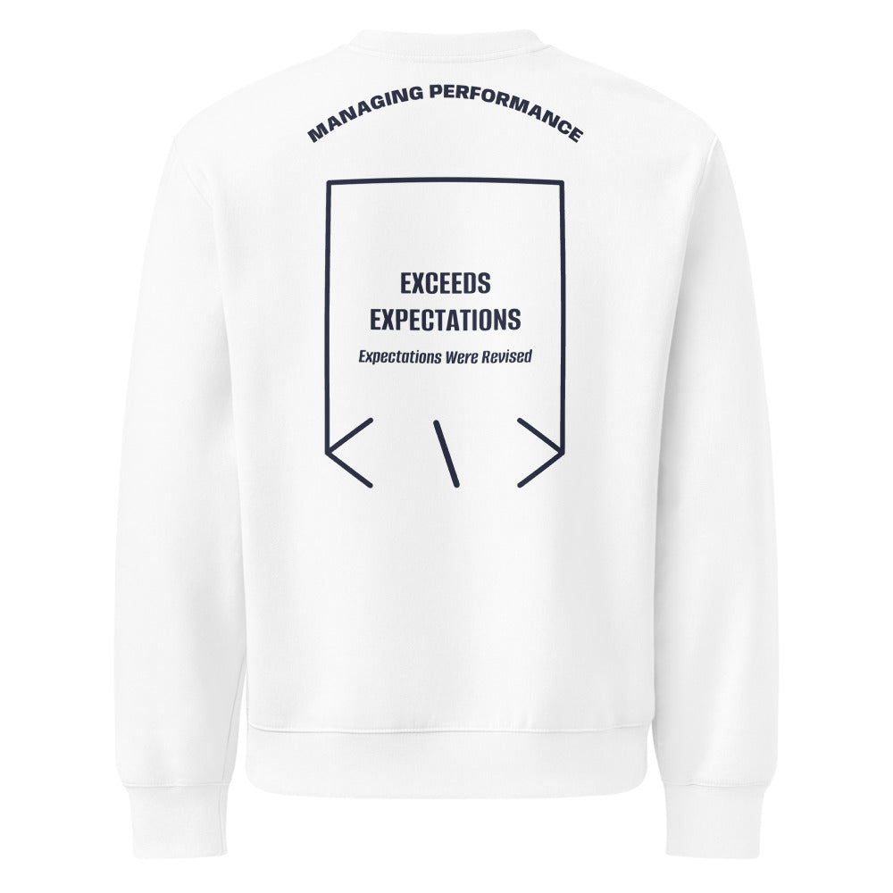 Exceeds Expectations — White Navy back mockup