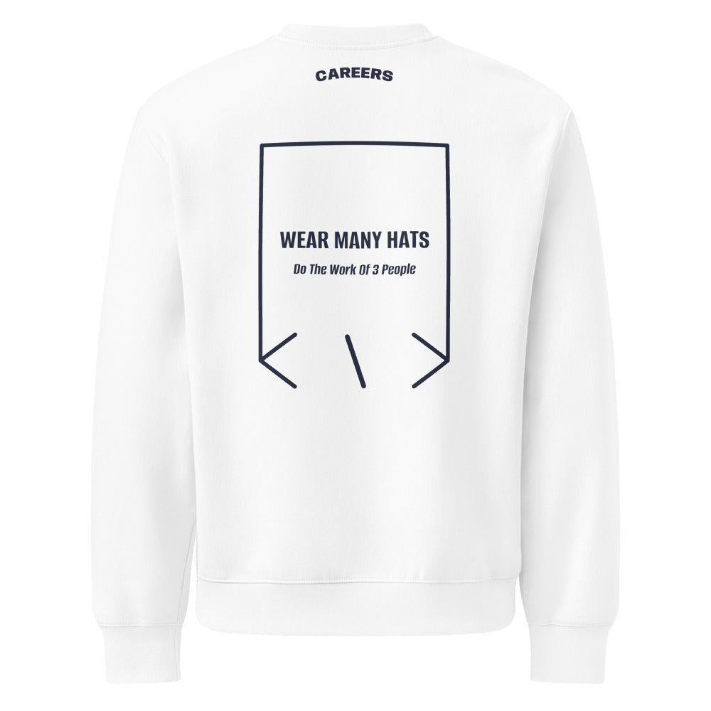 Wear Many Hats — White Navy back mockup