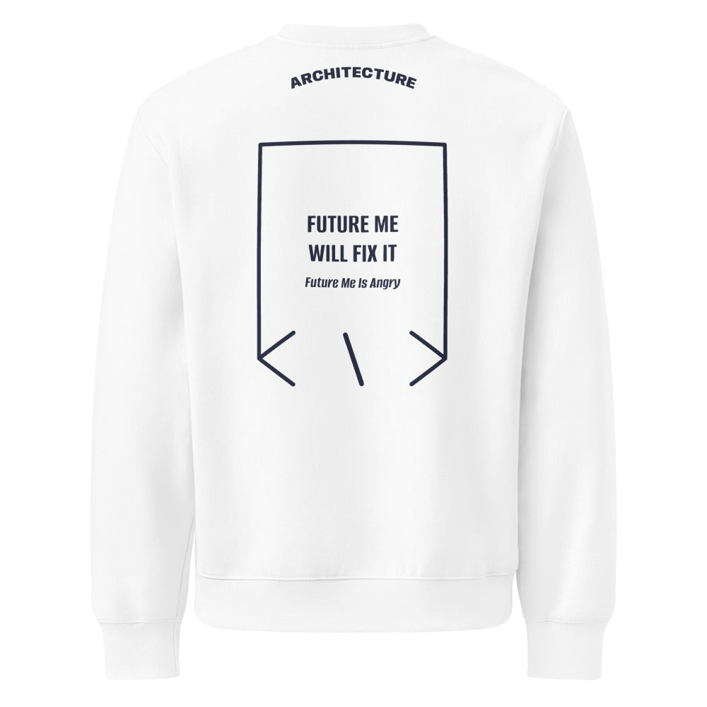 Future Me Will Fix It — White Navy back mockup