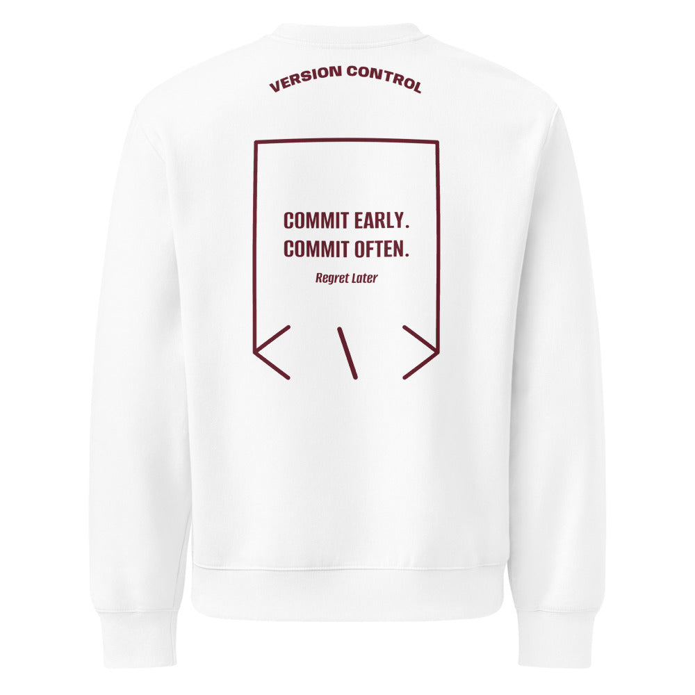 Commit Early. Commit Often. — secondary back mockup