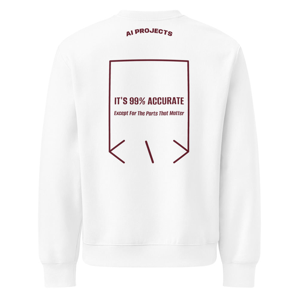 It's 99% Accurate — White Maroon back mockup