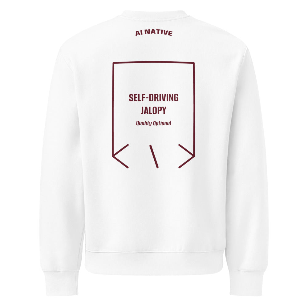Self-Driving Jalopy — White Maroon back mockup