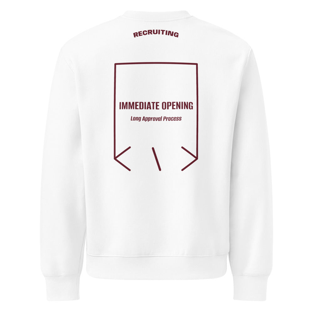 Immediate Opening — White Maroon back mockup