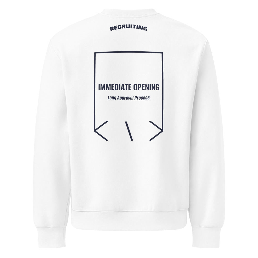 Immediate Opening — White Navy back mockup