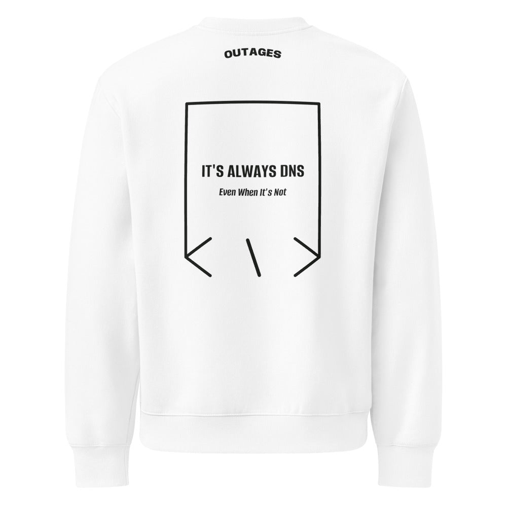 It's Always DNS — White Vintage Black back mockup