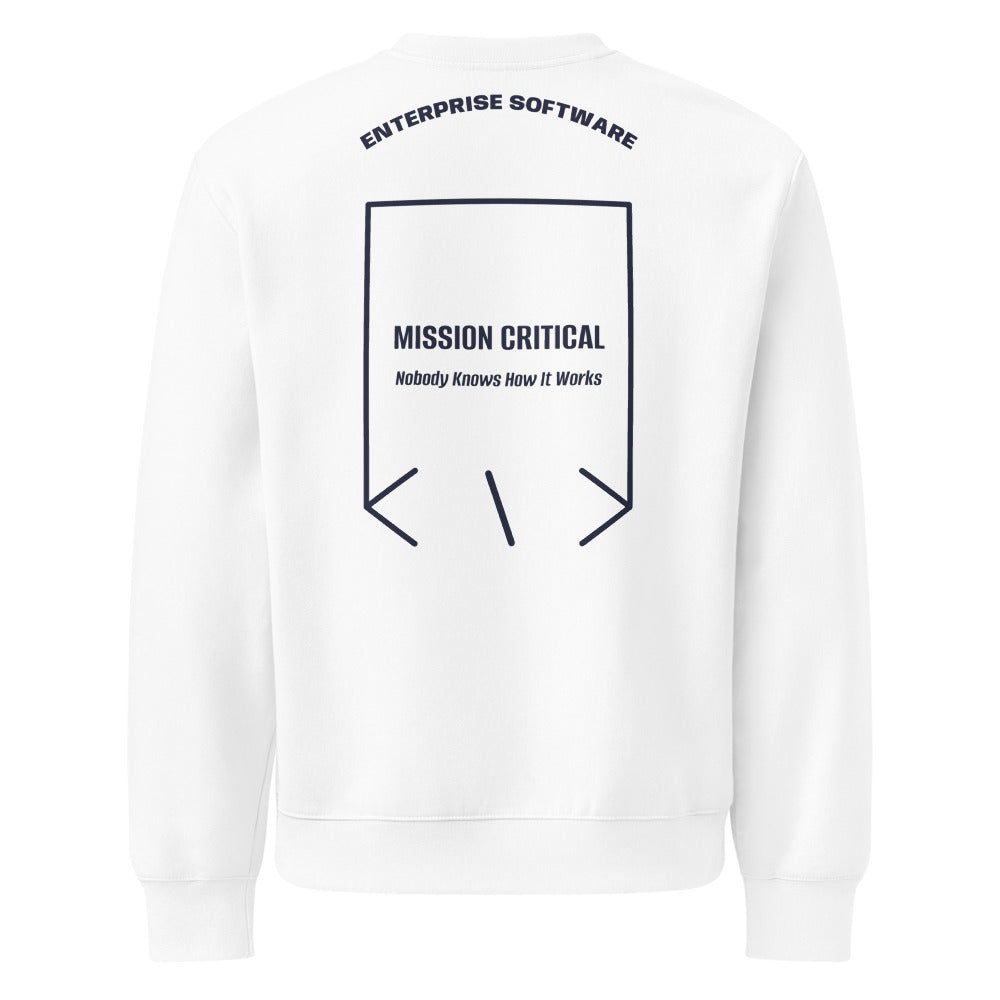 Mission Critical — White Navy back mockup