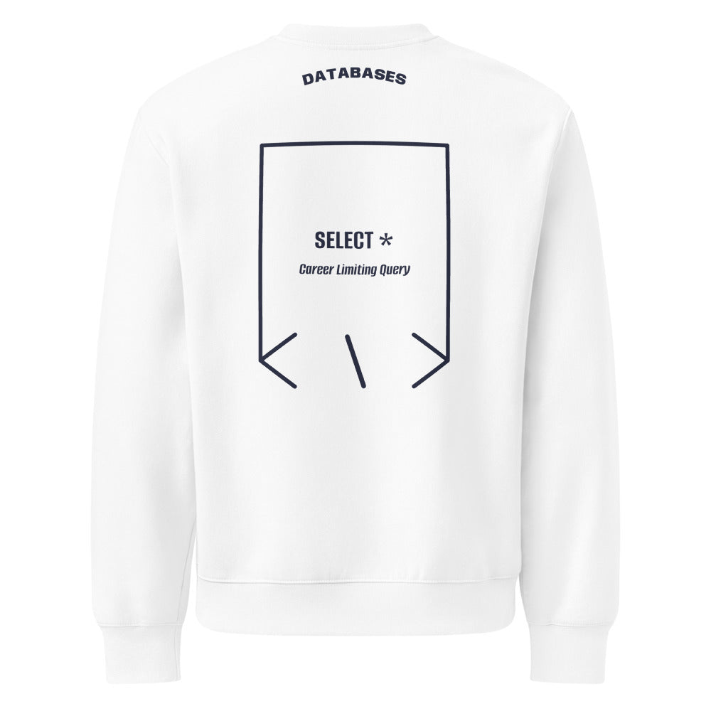 SELECT * — White Navy back mockup