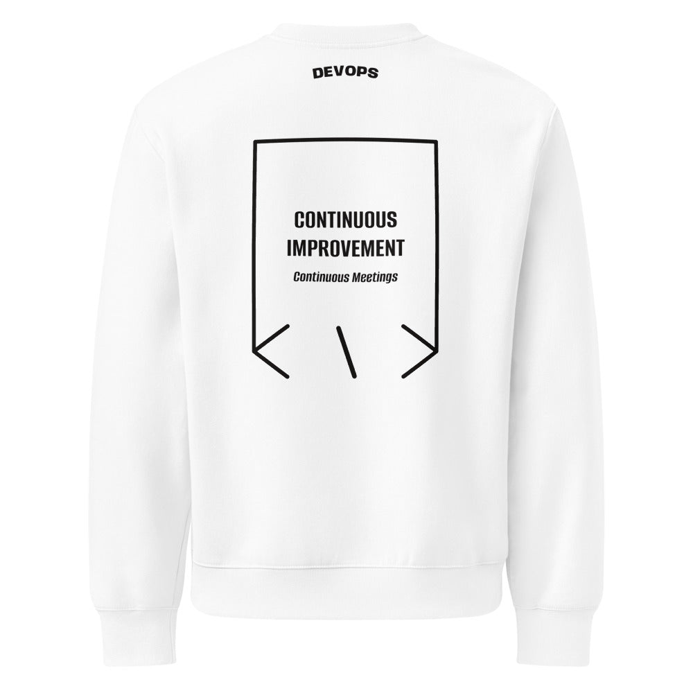 Continuous Improvement — White Black back mockup