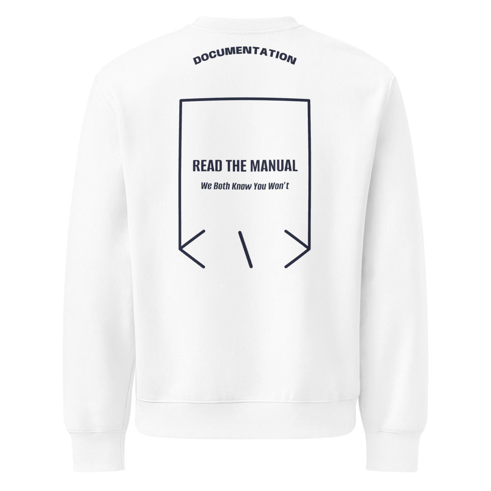 Read The Manual — White Navy back mockup