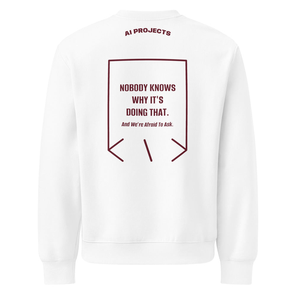 Nobody Knows Why It's Doing That. — White Maroon back mockup