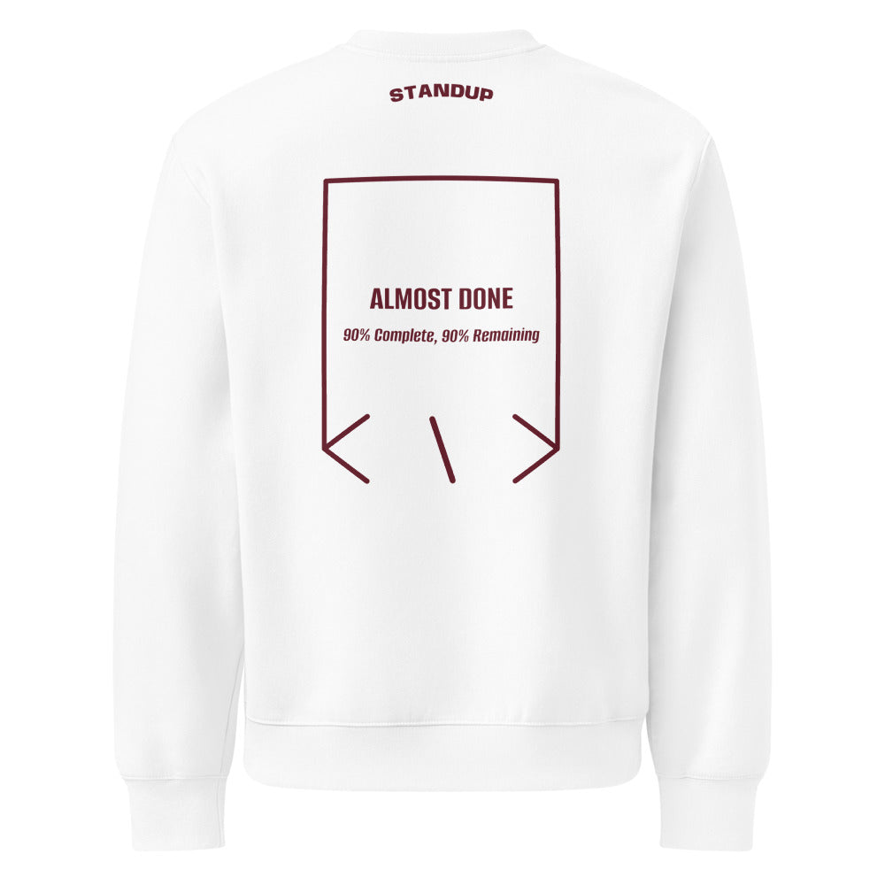 Almost Done — White Maroon back mockup