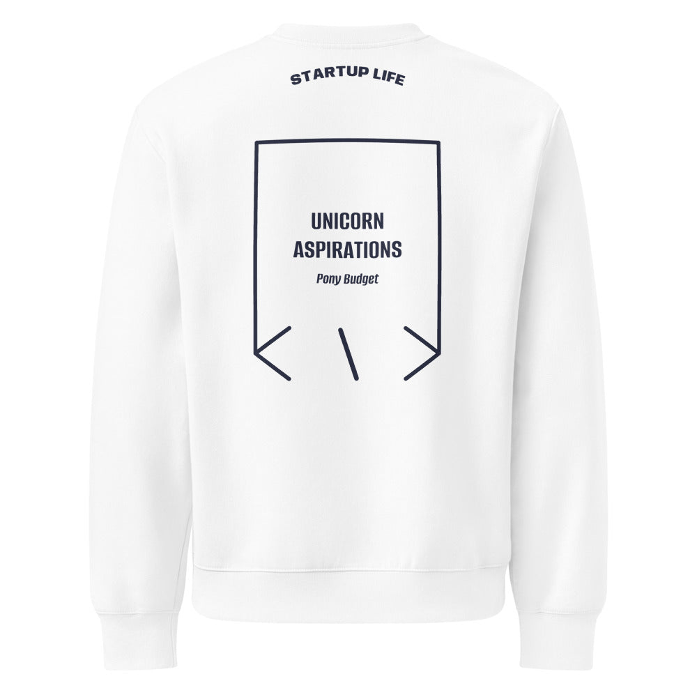 Unicorn Aspirations — White Navy back mockup