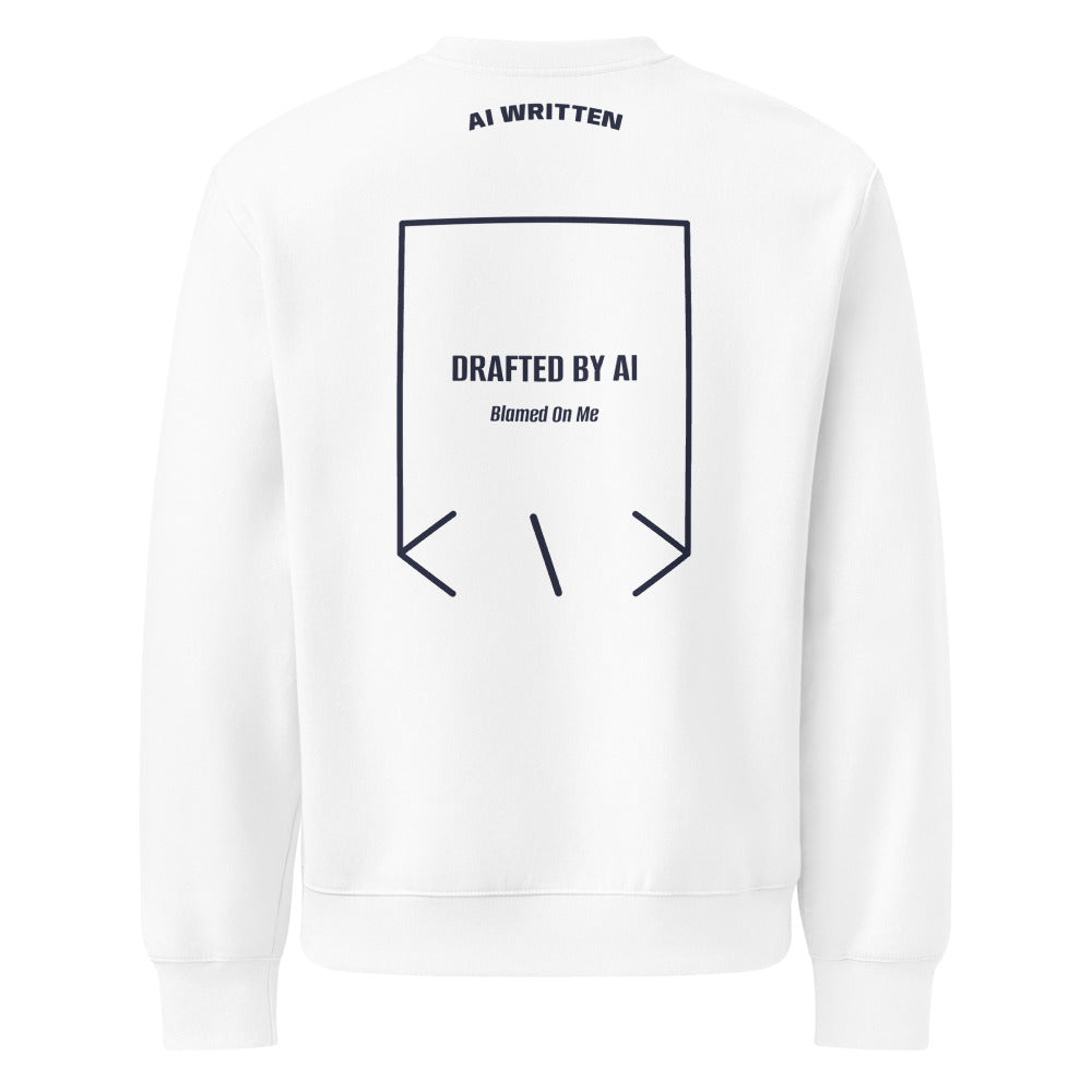 Drafted By AI — White Navy back mockup