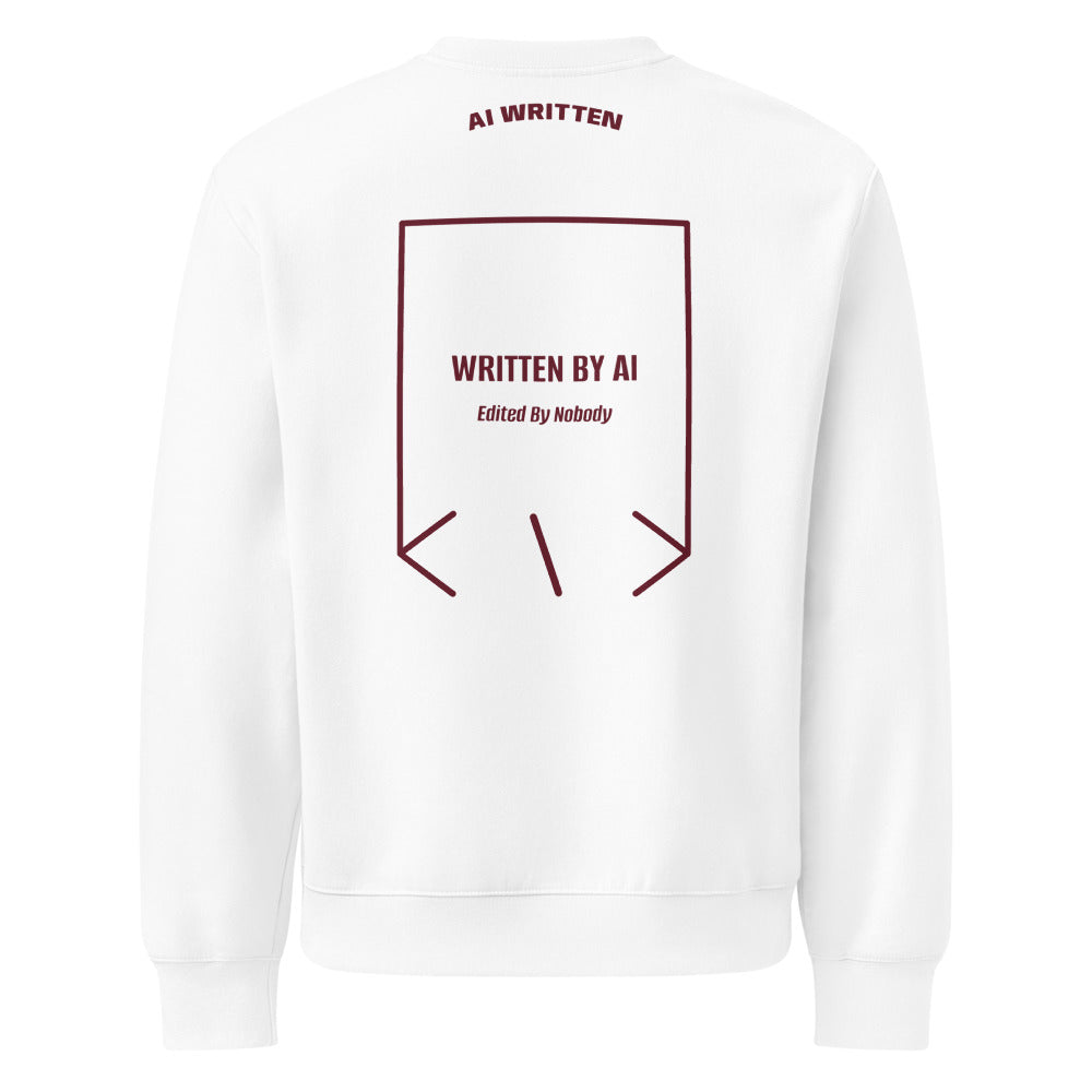 Written By AI — White Maroon back mockup