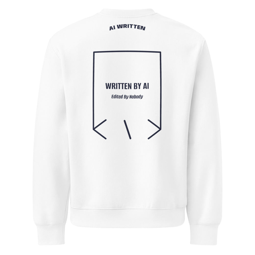 Written By AI — White Navy back mockup