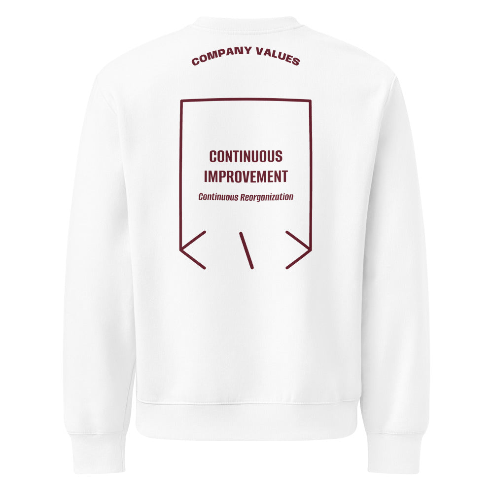 Continuous Improvement — White Maroon back mockup
