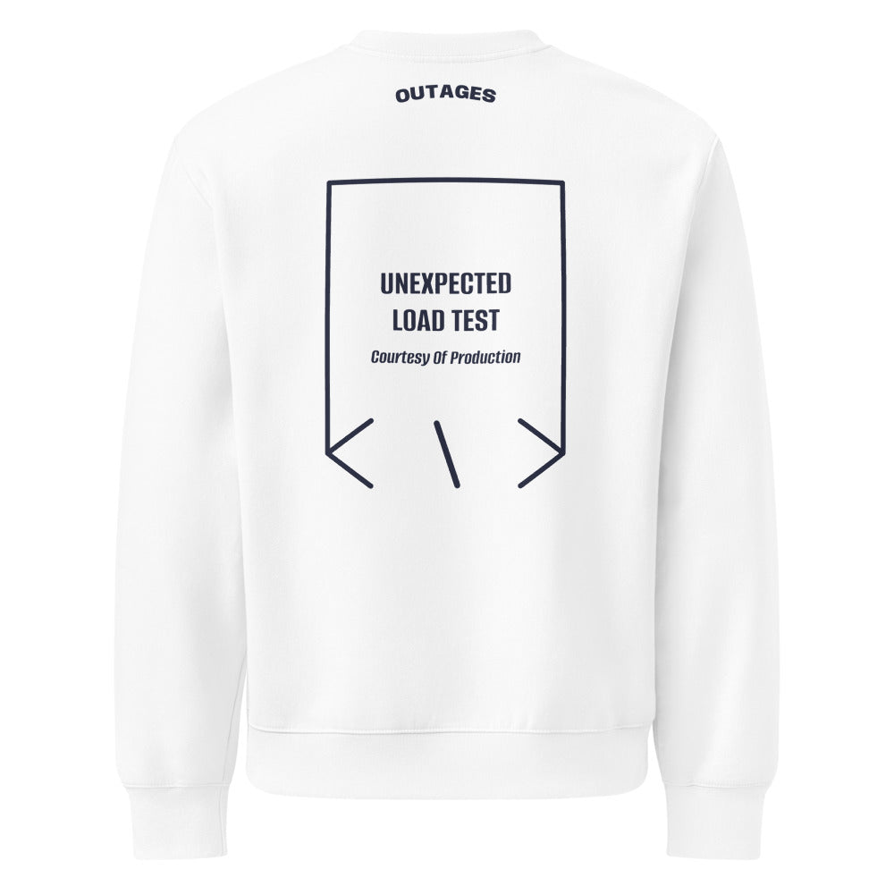 Unexpected Load Test — White Navy back mockup