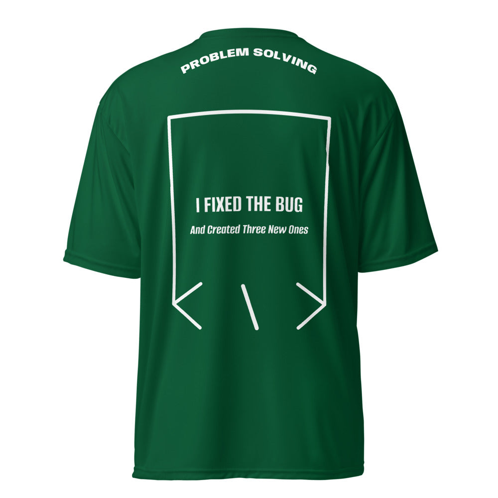 I Fixed The Bug — Forest Green White back mockup